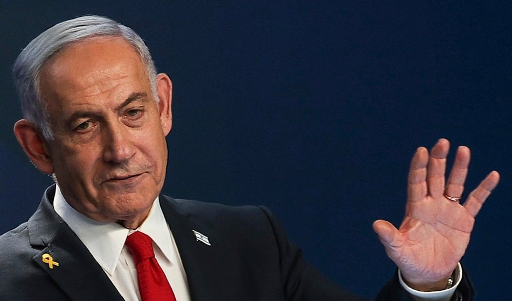 Israeli Prime Minister Benjamin Netanyahu speaks during a press conference in occupied al-Quds, Wednesday, May 21, 2025. (AP)